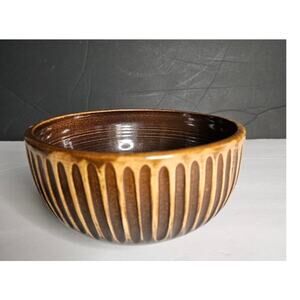 Coventry Parthenon Stoneware ribbed with brown candy glaze signed New
